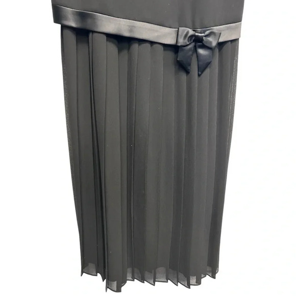 Talbots Black Pleated-Skirt Drop Waist Midi Dress with Bow Detail Size 8 - Picture 3 of 10